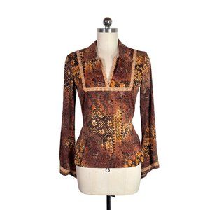 vintage y2k 90s crochet trim blouse top M whimsical fairy grunge boho hippie vtg